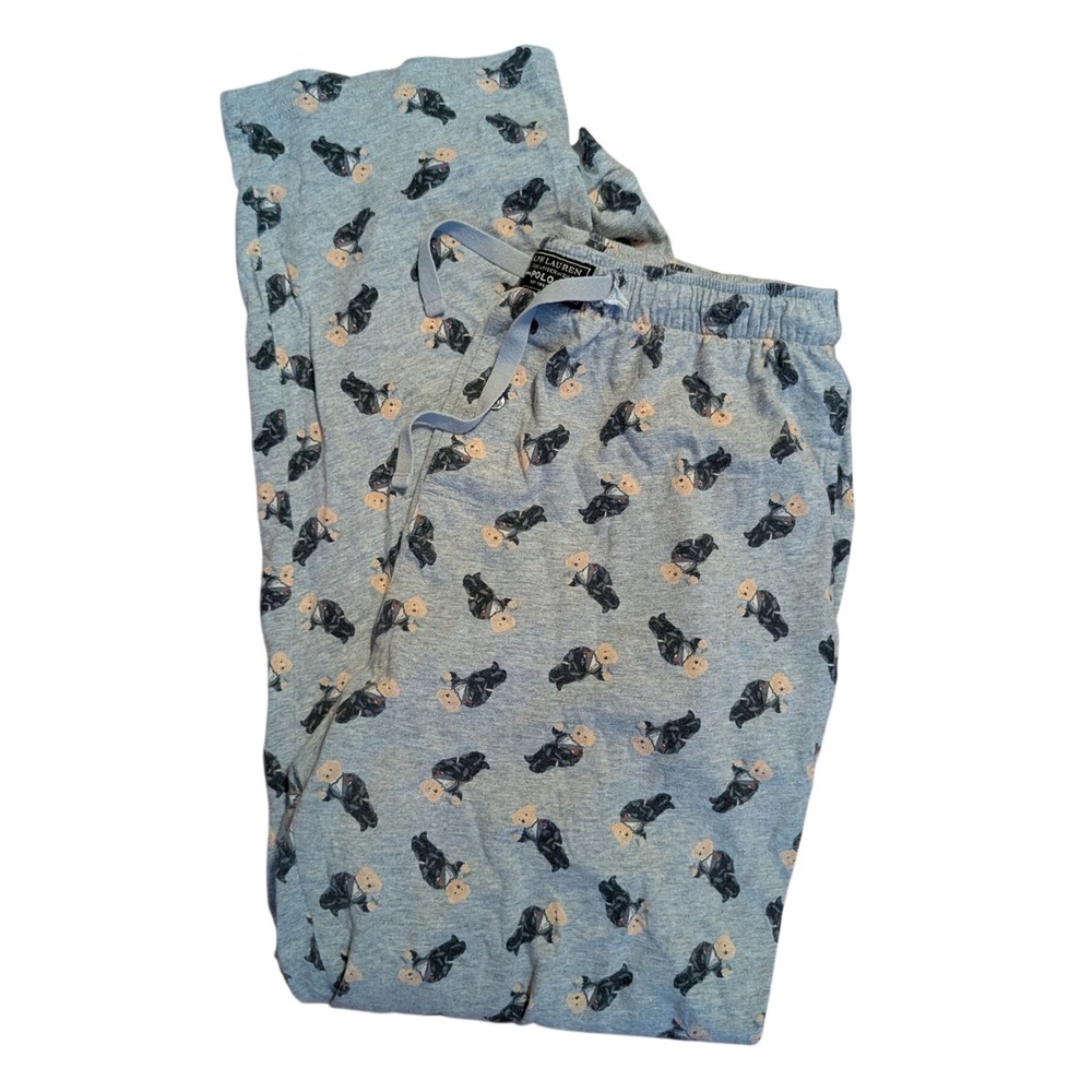 Polo Ralph Lauren Mens Gray Polo Bear Tuxedo Print Pajama Pants Size Small